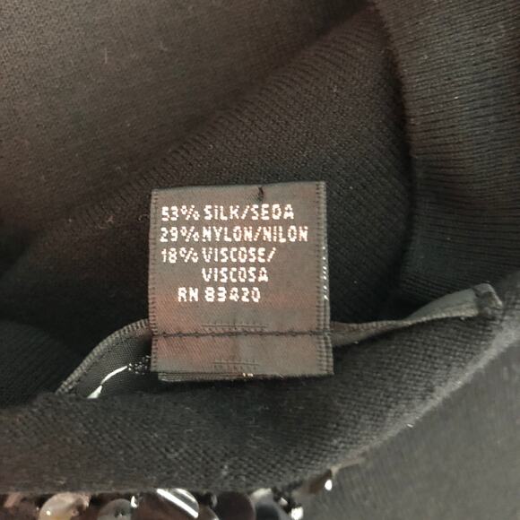 August Silk Blend V-Neck Long Sleeve Black Knit Sweater Size L - Picture 9 of 10